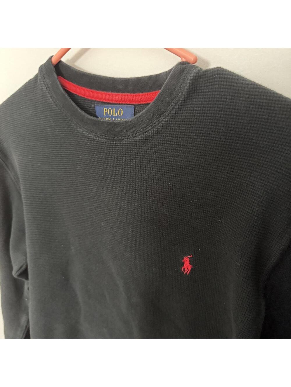 Black Polo Ralph Lauren long sleeve waffle shirt 100% cotton - Picture 4 of 5